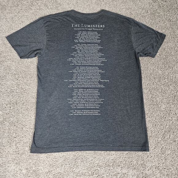 The Lumineers T-Shirt Adult Large Gray Cleopatra World Tour 2016 Rock Music - Picture 2 of 6